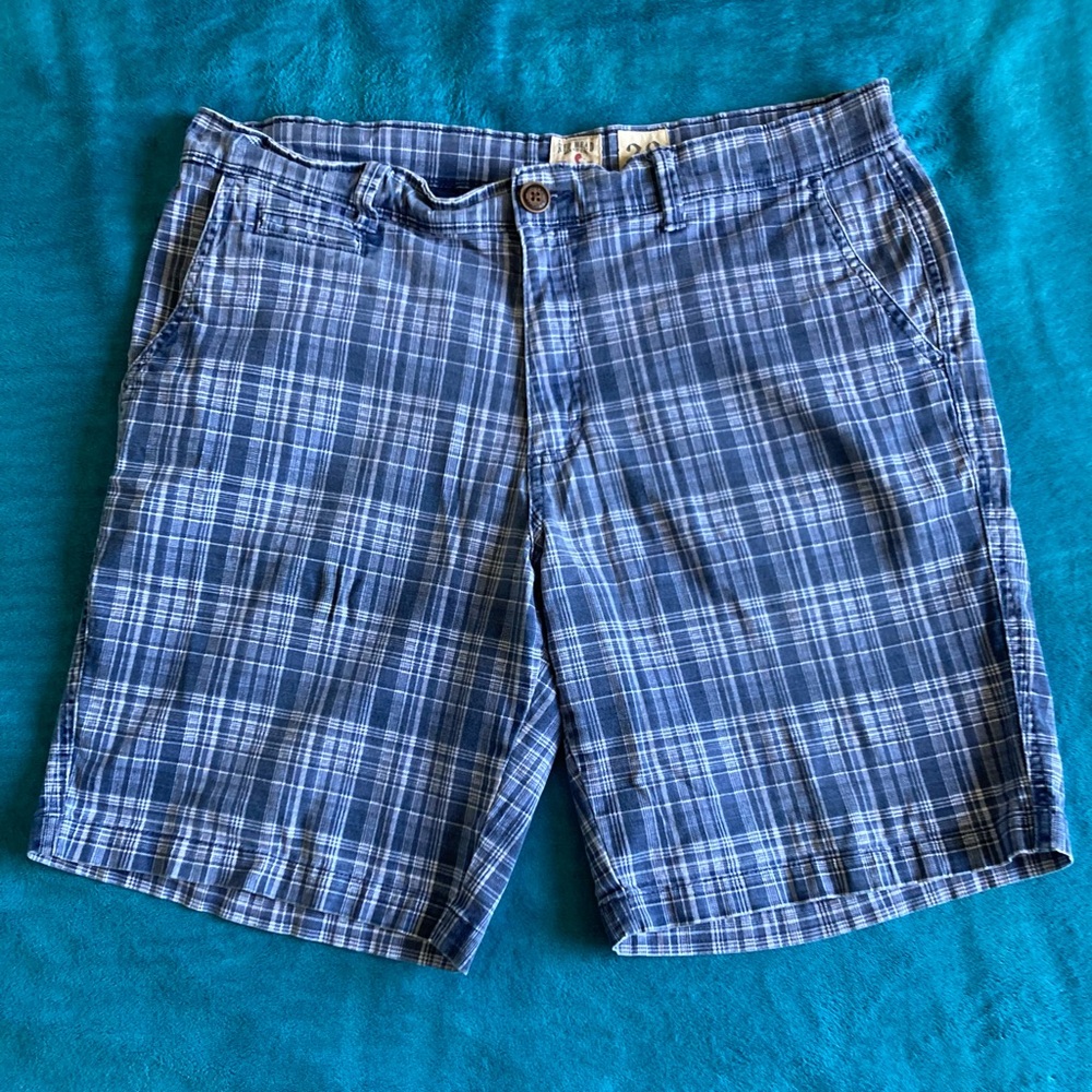 RedHead Blue Plaid Flat Front Shorts Casual Style W36